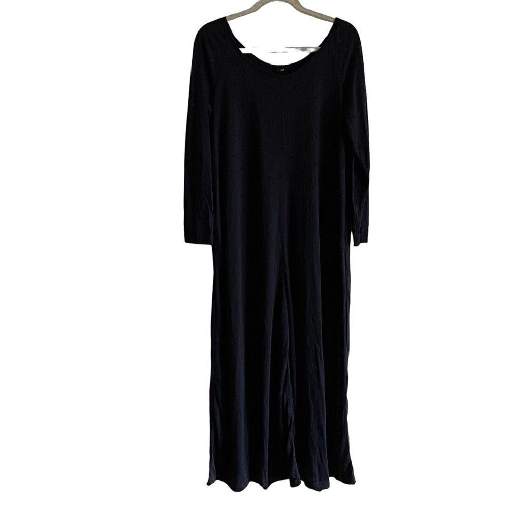 Vonda Women Plus SZ 2XL Navy Blue Lightweight Long Sleeve Wide Leg Jumpsuit NWT